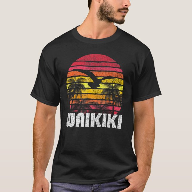 T-shirt Waikiki Hawaii les années 70 80's Surf Surfing Bea (Devant)