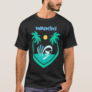 T-shirt Waikiki Hawaii Oahu Surf Plage Palmiers Aloha USA