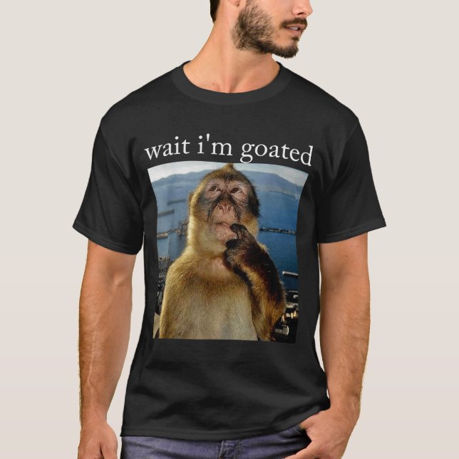 T-shirt Wait I'm Goated Funny Thinking Monkey Meme Brainro (Devant)