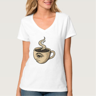 T-shirt Wake Up & Watch - Surreal Coffee Cup Design