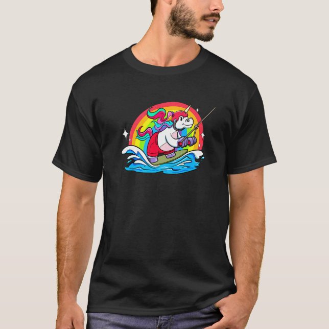 T-shirt Wakeboard Femmes Wakeboard Unicorn Sur Le Wakeboa (Devant)