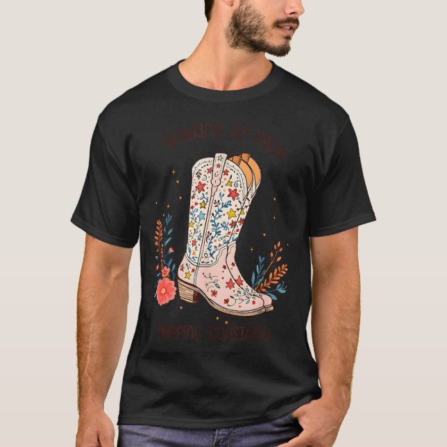 T-shirt Walking By Faith Tripng Constantly Christian Weste (Devant)