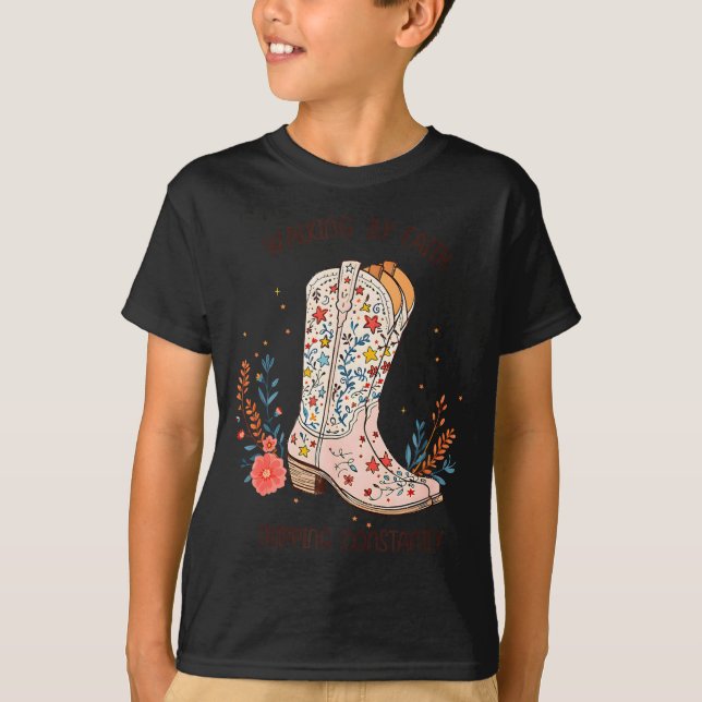T-shirt Walking By Faith Tripng Constantly Christian Weste (Devant)