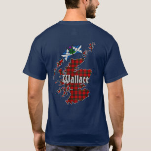 T-shirt Wallace Clan Badge & Tartan Carte de l'Écosse