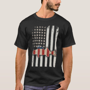 T-shirt Walleye Fishing Usa Drapeau américain Sauger Angli