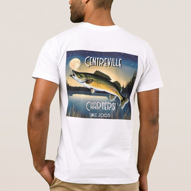 T - Shirt Walleye Pike, Water and Moon (Rückseite)