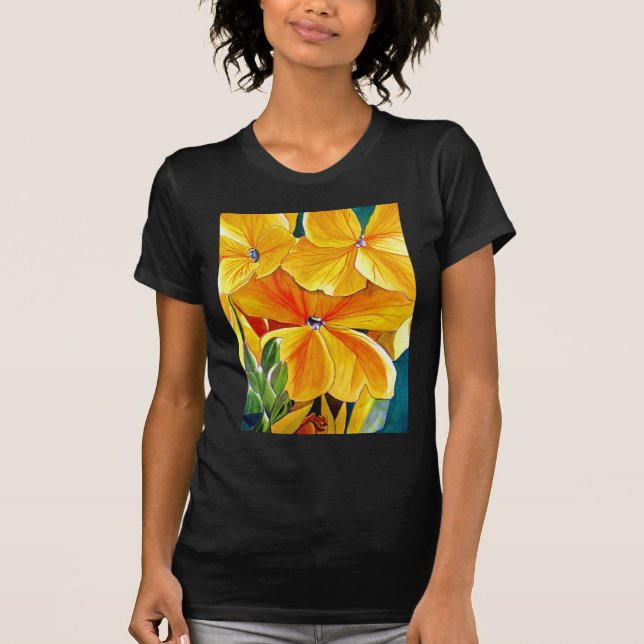 T-shirt Wallflower originale aquarelle art floral (Devant)