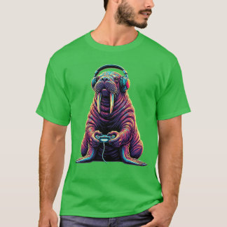 T-shirt Walrus Gaming Animal Video Games Funny Walrus Prem