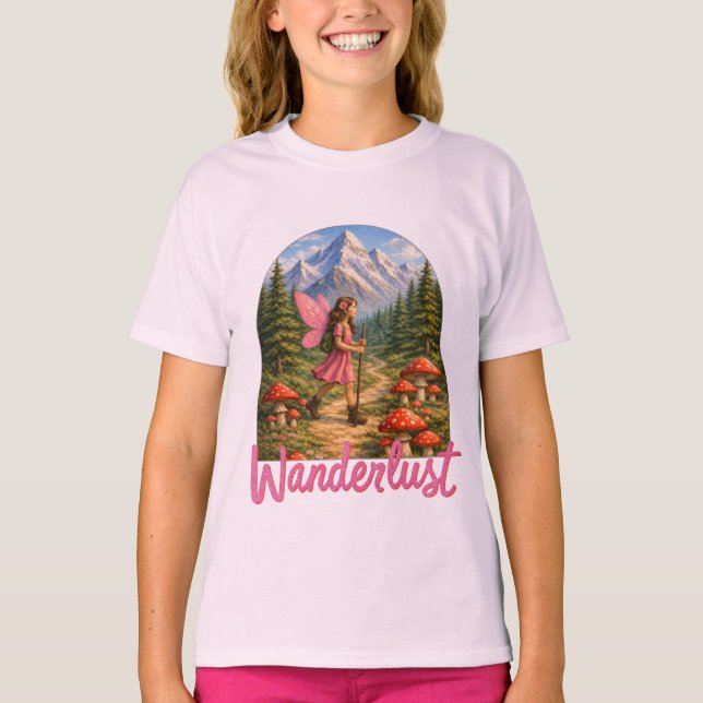 T-shirt Wanderlust Mountain Fairy Hiker Fairycore Mushroom (Devant)