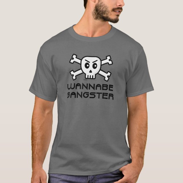 T-shirt Wannabe Gangster Crâne et conception de mots crois (Devant)