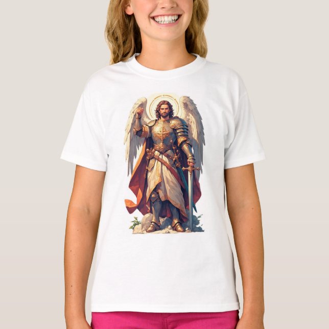 T-shirt Warrior Archangel Michael Girl's Tee Shirt (Devant)