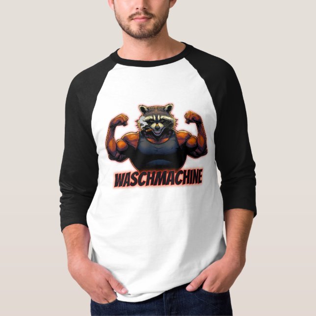 T-shirt Waschmachine – Strong Raccoon Gym Design (Devant)
