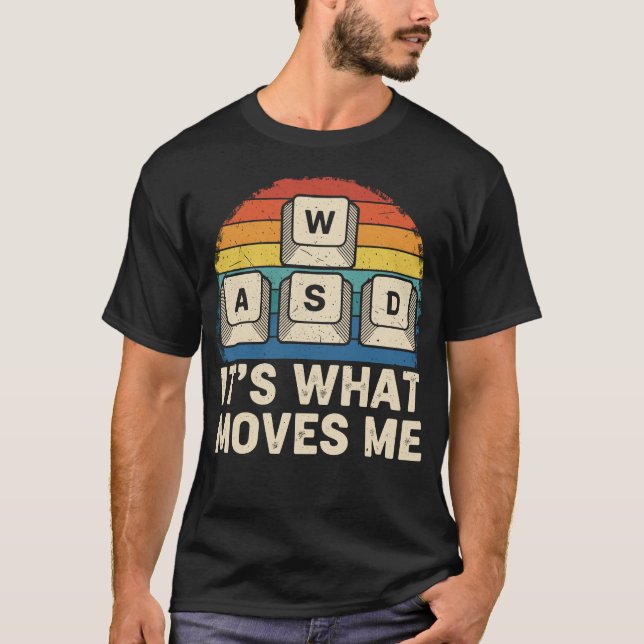 T-shirt WASD Gaming Keys Funny PC Gamer Retro Design (Devant)