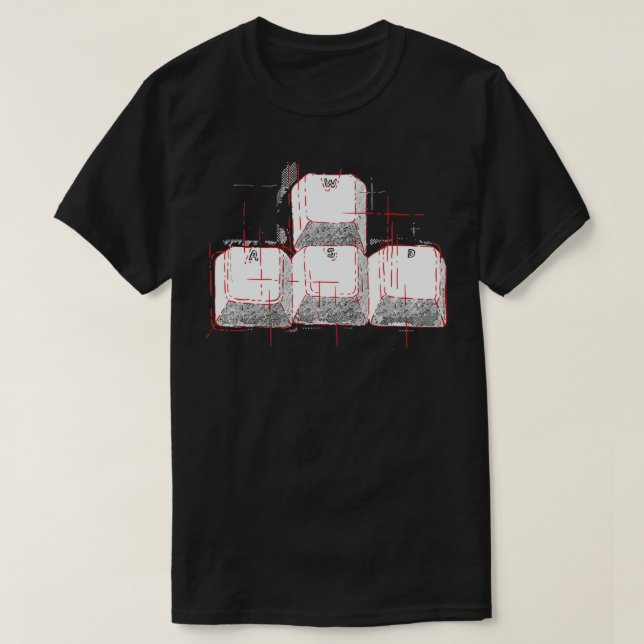 T-shirt WASD Keys Ordinateur Jeu PC Gamer (Design devant)