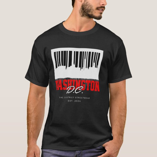 T-shirt Washington D.C. Code-barres Skyline Capitale Graff (Devant)