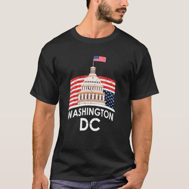 T-shirt Washington Dc Capitol Hill Usa Drapeau Souvenir To (Devant)