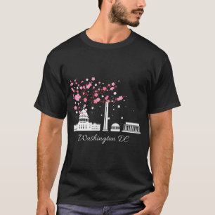 T-shirt Washington Dc Monuts Mémoriaux Fleurs de cerisiers