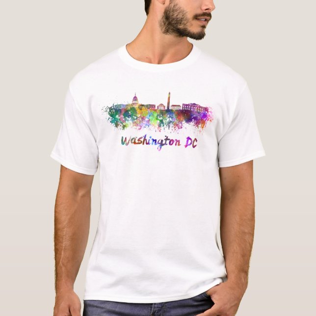 T-shirt Washington DC skyline in watercolor (Devant)