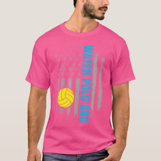 T-shirt Water Polo Papa Père Américain Usa Drapeau Water P