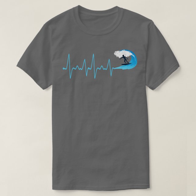 T-shirt Water Wave Heartbeat Surfing (Design devant)