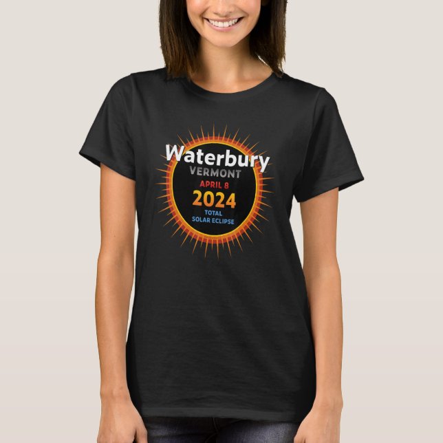 T-shirt Waterbury Vermont VT Total Solar Eclipse 2024 2 (Devant)