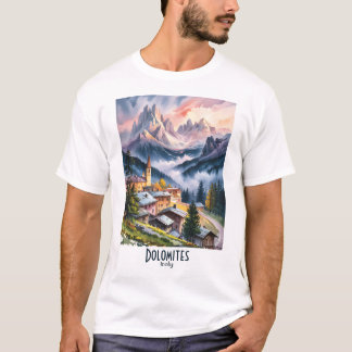 T-shirt Watercolor Dolomites Italy Alps Mountains Custom