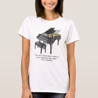 T-shirt Watercolor Grand Piano  Illustration Chopin Quote 