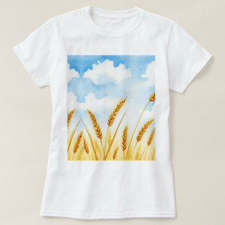 T-shirt Watercolor illustration of a wheat field