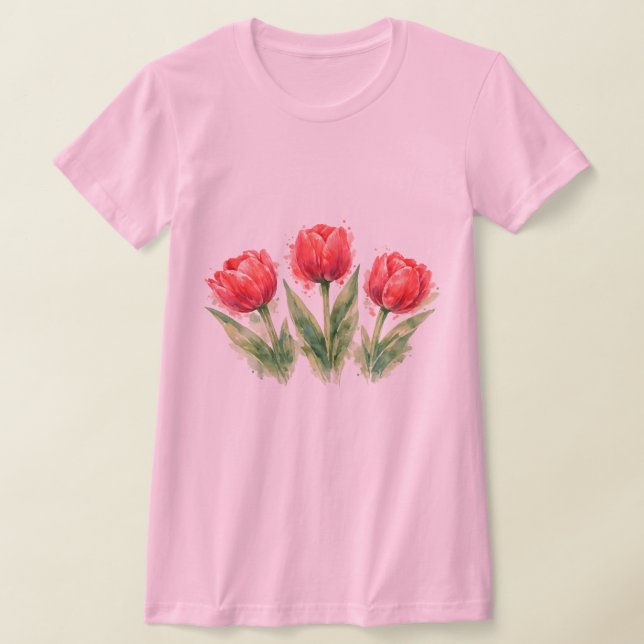T-shirt Watercolor Red Tulips (Poser)