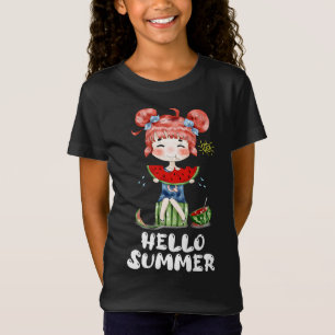 T-Shirt Watermelon Kawaii Anime Girl Hello Summer Fruit Me