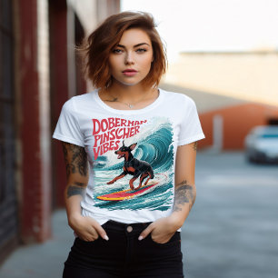 T-shirt Wave Rider : Doberman Pinscher Dog Surf en style