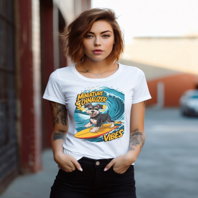 T-shirt Wave Rider Miniature Schnauzer Chiens Epic Surf (Créateur téléchargé)
