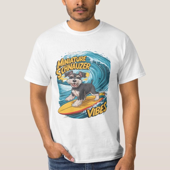 T-shirt Wave Rider Miniature Schnauzer Chiens Epic Surf (Devant)