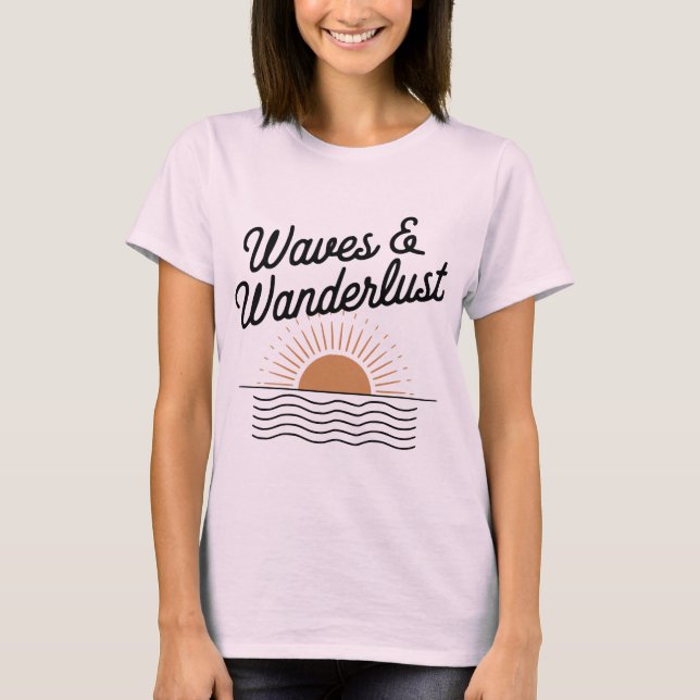 T-shirt Waves and Wanderlust Retro Beach Sunset (Devant)