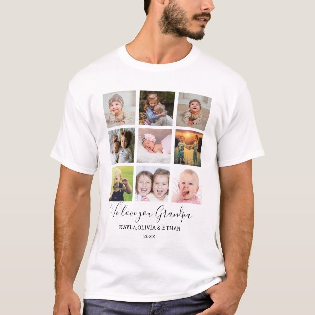 T-shirt We Love You Grand-père 9 Photo Collage (Devant)