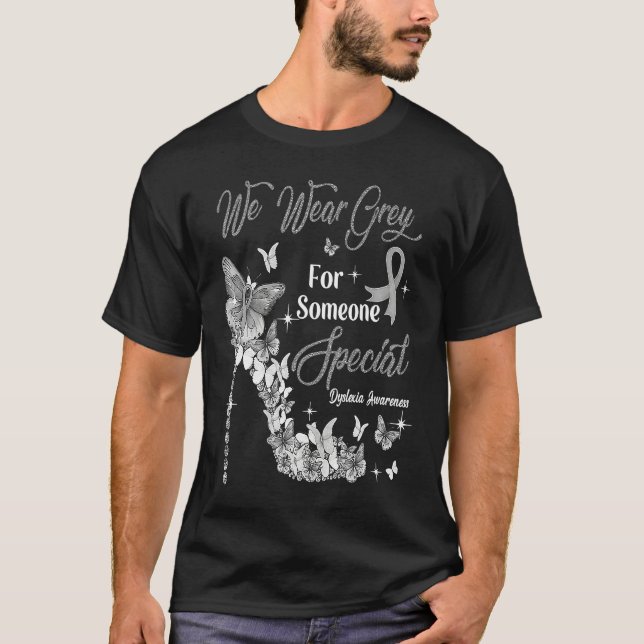 T-shirt We Wear Grey Butterflies Dyslexia Awareness (Devant)