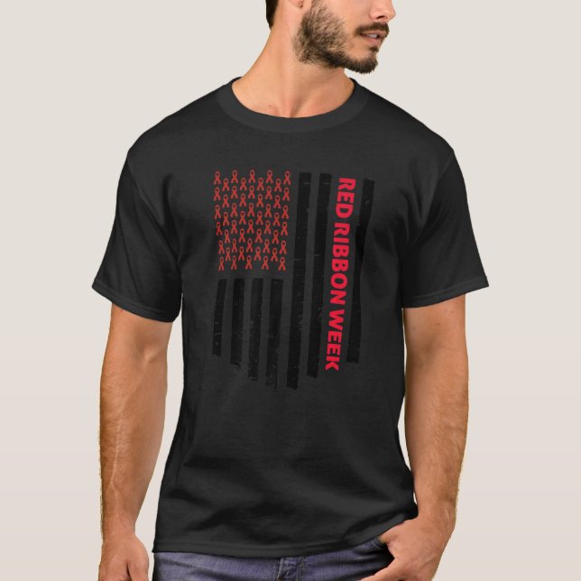 T-shirt We Wear Red For Red Ribbon Week Awareness Flag   (Devant)