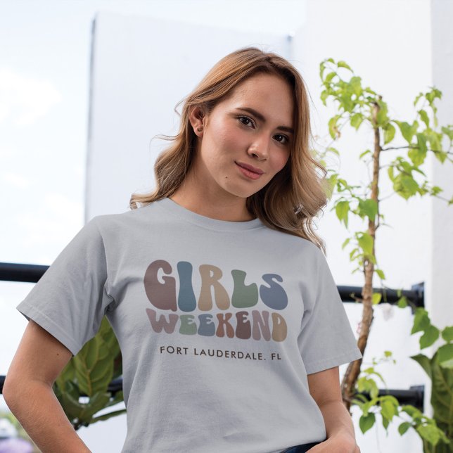 T-shirt Week-end entre filles enterrement de vie de jeune  (Girls Weekend Retro Bachelorette Grey Matching T-Shirt)