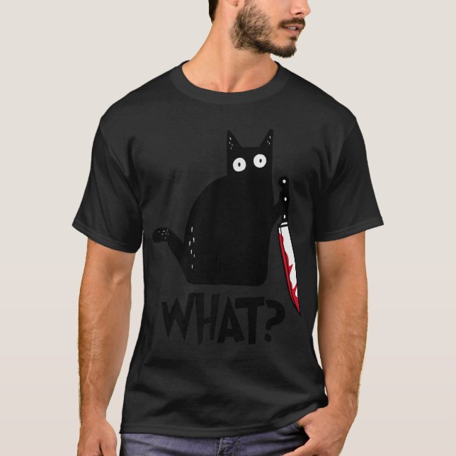 T-shirt ween 2\Chat Ce Chat Noir Murderie Avec Couteau Ha (Devant)