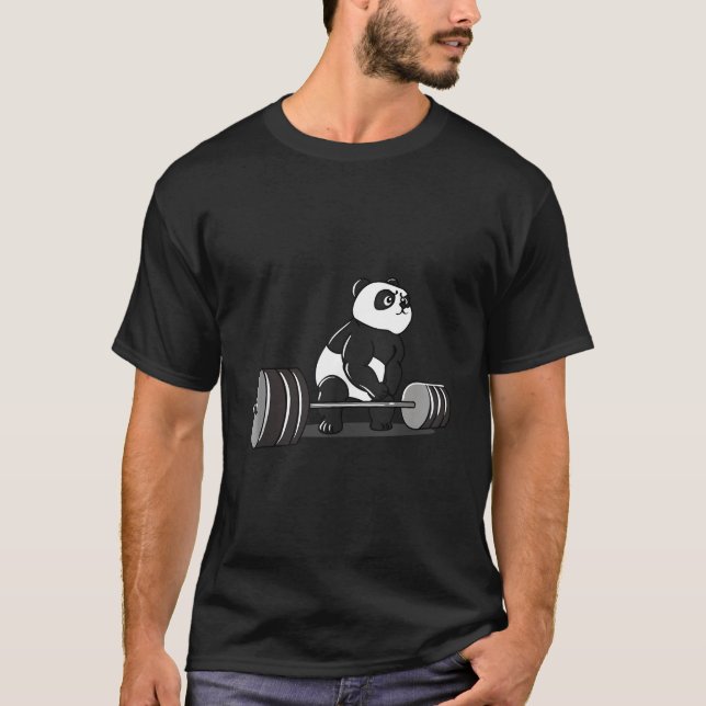 T-shirt Weightlifting Panda Workout Bodybuilder Fitness Gy (Devant)