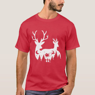 T-Shirt: Weihnachtsrentier und Weihnachtsmann (rot T-Shirt
