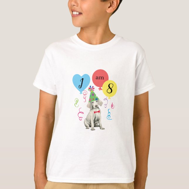 T-shirt Weimaraner Balloons de fête d'anniversaire (Devant)