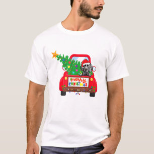 T-shirt Weimaraner Chien équitation Camion Rouge Noël