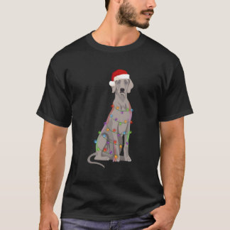 T-shirt Weimaraner Noël lumières Noël Amoureux des chiens