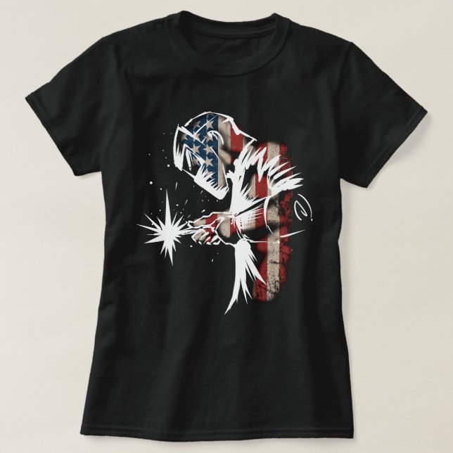 T-shirt Welder American Flag USA Patriotic Welder Cadeau p (Design devant)
