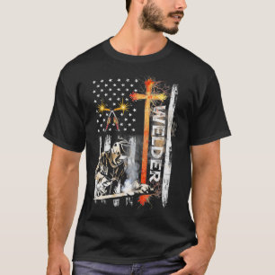 T-shirt Welder American Flag Welth Faith Cross Christian