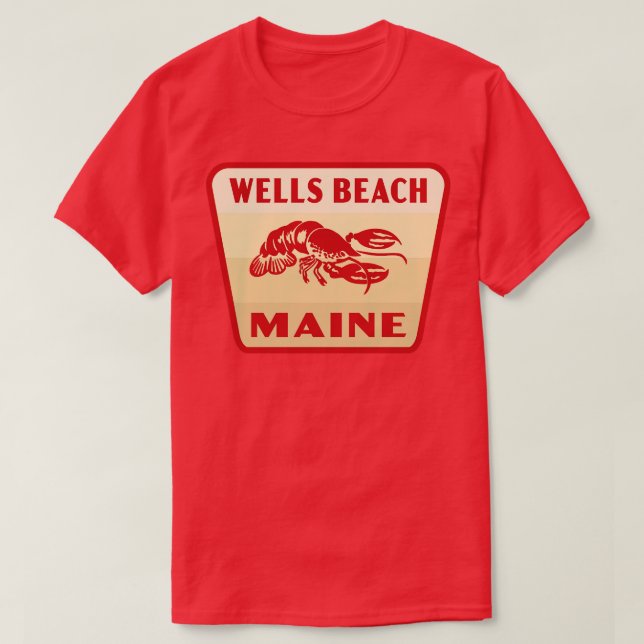 T-shirt Wells Beach Maine Insigne rétro Tan (Design devant)