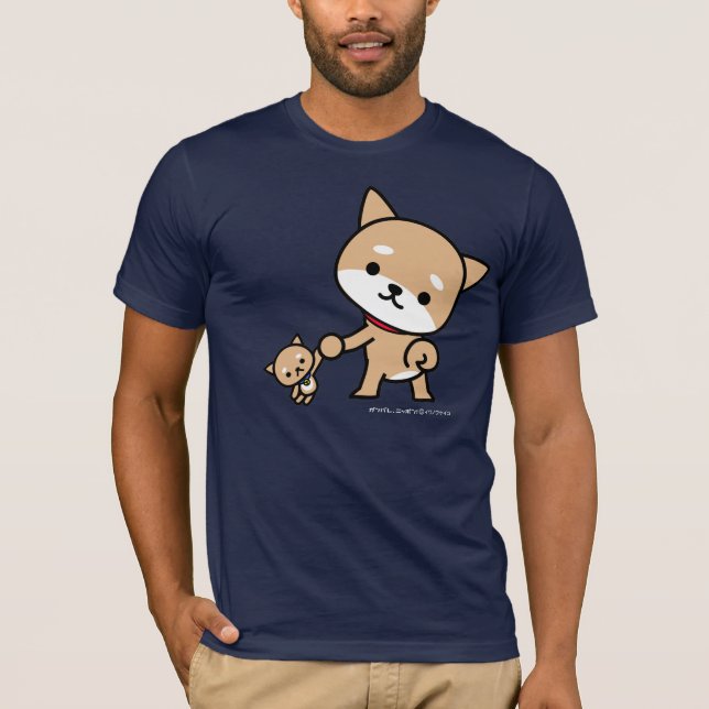 T - Shirt - Welpe mit einem angefüllten Welpen (Vorderseite)