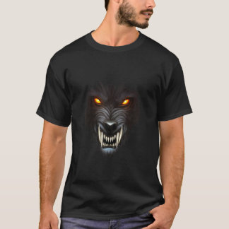 T-shirt Werewolf Face Full Moon Scary Wolf Spooky Hallowee