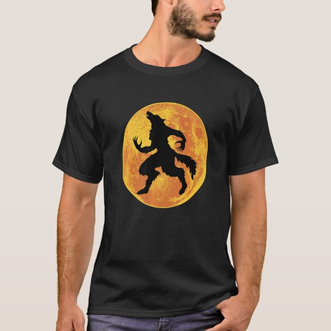 T-shirt Werewolf Halloween Full Moon Scary Wolf Horror Laz (Devant)
